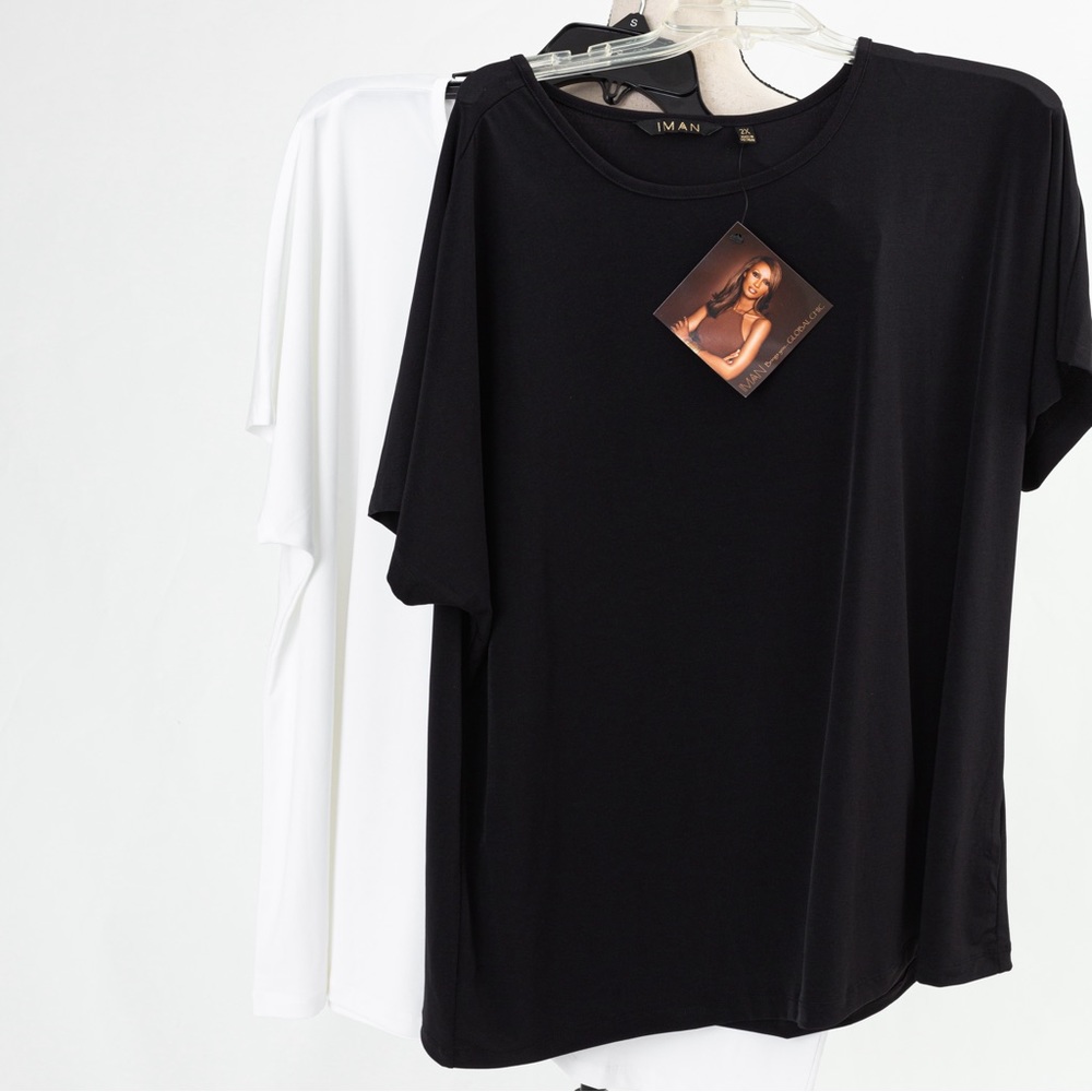 Classic timeless clean t-shirt 2 pack black & white Iman City Chic 2X stretch